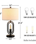 Lit 2 Pack 21.5 Inch 3 Way Dimmable Touch Table Lamps With Rotary Main Light Night Light USB Port And AC Outlet Bulbs Included