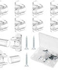 10 Pairs False Drawer Front Clips With Screws For Cabinet Installations, clear plastic clips and screws with storage case.