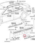 Diagram showing installation of Front And Rear Spoiler Molding Clip Kit 25 Pcs For Toyota And Lexus Cars part OEM 75392-35220.