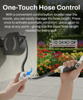 Person using Battery Powered Wall Mounted Retractable Hose Reel With Automatic Retraction, Dual Hose Length Control