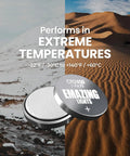 CR2450 3V Lithium Coin Cell Battery 20 Pack heavy duty button cell on snowy and sandy backgrounds showing performance in extreme temperatures.