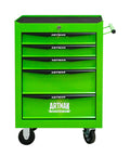 Heavy Duty 21 Inch Rolling Tool Cart With Lockable Steel Storage Cabinet And Slick Glide Ball Bearing Casters For Rapid Garage Workflow In Fresh Green, front view.