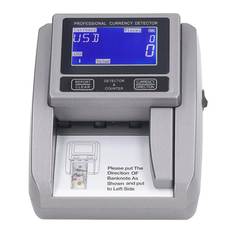 Cash Denomination Money Detector Machine With Infrared, Magnetic And MT Detection For Bills, Ultra Fast 0.5 Second Per Note, No Jam Handheld Currency Checker With HD LCD Display, Ideal For Banks, Stores And Cash Rooms in use