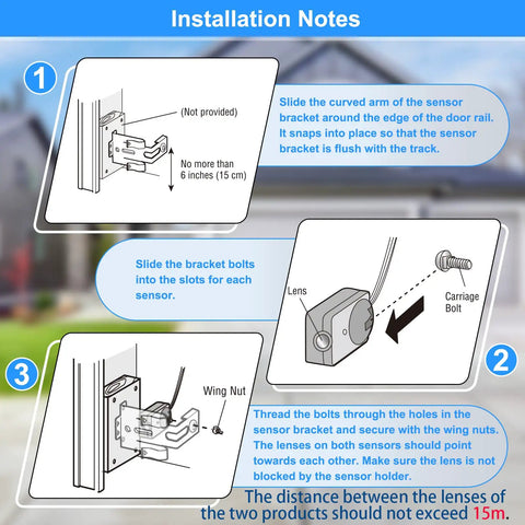 Installation steps for Easy Install Garage Door Safety Sensor Beams Kit With Brackets Replacement For Obstruction Detection Fits 41A5034 801CBP Compatible With LiftMaster Sears Chamberlain Craftsman Linear Openers