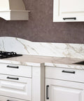 Matte Black Cabinet Pulls 5 Inch 128mm Hole Centers Zinc Alloy Drawer Handles installed on kitchen cabinets.