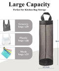 Hanging Mesh Bag Holder Dispenser For Plastic Grocery Bags, Space Saving Organizer With Elastic Opening, Black, 2 Pack