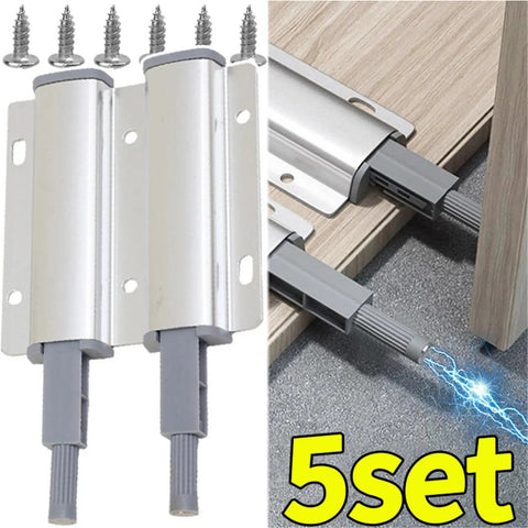 Magnetic Cabinet Door Latches Set 1 3 5 Pack Handle Free Touch Release Aluminum Alloy Buffers Damper Closers demonstration