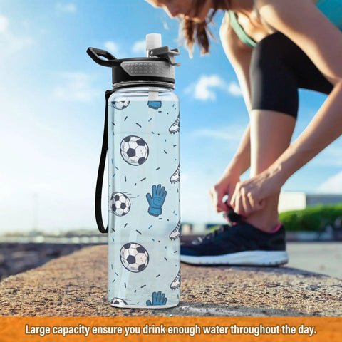 32 Oz BPA Free Tritan Sports Water Bottle Built For Gym Grind, Hiking, Cycling And Fitness Junkies with soccer gear design