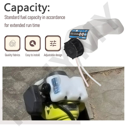 Gas Tank Assembly Replacement Fuel Tank For 25cc Jet Fan Blower on blower, durable plastic, sealed for long life, easy install