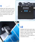 No Sweat Heavy Duty Round Bottle Labeling Machine With Smart Digital Control showing control box and label sensor features.