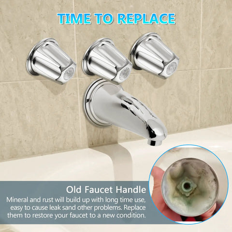 Three Piece Shower Knob Replacement Kit For Price Pfister Verve Tub And Shower Faucets Hot Cold Diverter Handles Chrome Finish