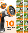 Ten setting nozzle image from Retractable Garden Hose Reel With Auto Rewind For Outdoor Use, Wall Mounted Heavy Duty Hose Organizer.