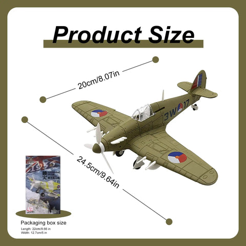 Hawker Hurricane 1 to 48 Scale Model Kit For Grownups WWII RAF Fighter Aircraft Display Model Snap Fit Plastic Airplane Kit size chart