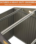 Interior view of the Weatherproof 8x6 Feet Outdoor Storage Shed With Lockable Doors Thick Galvanized Steel Construction Breathable Vent