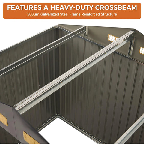Interior view of the Weatherproof 8x6 Feet Outdoor Storage Shed With Lockable Doors Thick Galvanized Steel Construction Breathable Vent