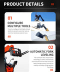 Heavy Duty Industrial Telescopic Boom Handler Forklift With Smart Transmission And Active Auto Leveling Frame Built Like A Tank For Heavy Jobsite Grind Featuring Multi Tool Mounts And Plug And Play Rig configurations for multiple tools and automatic fork leveling features.