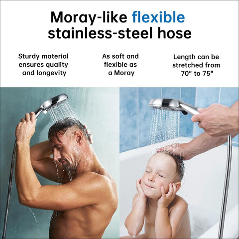 Filtered Shower Head With Handheld Combo Plus Three Way Diverter For An Easy Switch Shower Eight Settings For Custom Shower, High Flow To Fight Hard Water, Reduces Chlorine And Fluoride, Includes One Replacement Cartridge, Chrome Finish