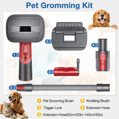 Pet Grooming Attachment Kit For Vacuum Cleaners V7 Through V15 Not For V6 Deshedding Brush For Dogs And Cats Six Pack