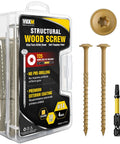 Yellow 14 By 4 Inch Structural Wood Screws Self Tapping Built Tough Deck Screws With Free T25 Bit Pack Of 50