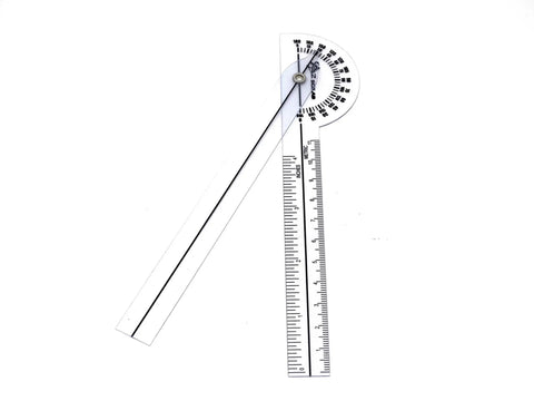 Transparent Goniometer for Joints 360 Degree Plastic Orthopedic Angle Ruler Protractor 6 Inch Easy Read Body Measurement Tool for PTs and Home Rehab Handy Go To Joint Gauge For Rehab Clinics And Home Workouts, clear plastic with inch and metric scales