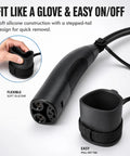 Heavy Duty Waterproof Silicone Cover For Tesla Model 3 Y X S NACS Ports shown in image, emphasizing soft silicone and easy removal.