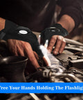 Led Flashlight Gloves Hands Free Light For Camping Fishing DIY Repairs Waterproof Black Gift For Him Fathers Day Dad Gift From Daughter Son Wife Birthday Christmas Ultra Bright LEDs Flexible Finger Lights For Easy Access And Night Work worn during engine repair