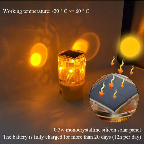 Ultra Bright Solar Strobe Warning Light for Construction and Traffic 360 Degree LED Beacon Wireless Auto On Off IP65 Waterproof