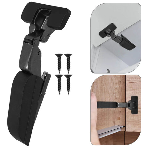 Soft Close Kitchen Cabinet Hinges With Silent Damping For Concealed Doors, black, side view installed, with screws
