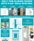 Graphic showing compatibility for Super Slick White Diecast Sliding Patio Door Handle Set, highlighting 6-5/8 inch hole spacing.