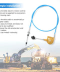 2m Heavy Duty Throttle Cable For Mini Excavator Replacement shown above two vehicles on jobsite