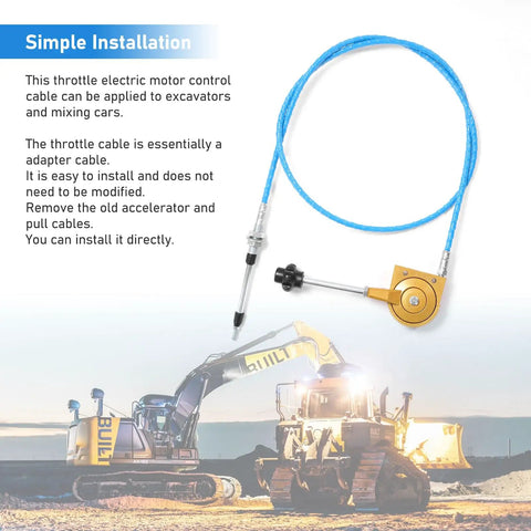 2m Heavy Duty Throttle Cable For Mini Excavator Replacement shown above two vehicles on jobsite