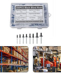200 Piece Black Aluminum Blind Rivet Kit With Storage Case, Your Go To Auto And Furniture Repair Rivet Set, 8mm To 18mm Size Range, Durable Aluminum Alloy Construction, Handy Quick Fix For Projects, assorted black blind rivets in case