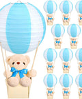 12 Set Baby Shower Hot Air Balloon Table Centerpieces Kit With DIY Paper Lanterns Plush Bears Wooden Baskets