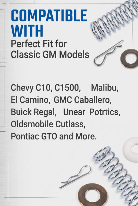 Steering Column Cross Shaft Repair Kit For Classic Chevy Buick GMC, OE Fit 1377083, 1967 To 1988, Easy Rebuild Of Steering Linkage, Restore Smooth, Responsive Driving And Get Your Ride Back On Track. Compatible with classic GM models and spring, pin, washer parts