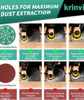 49 Hole Sanding Discs Assorted 80 To 320 Grit Pack, showing comparison of Krinvix and normal sanding discs performance.