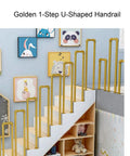 Gold U Shaped Stair Handrail Features No Sweat Install And Dang Sturdy Wrought Iron Construction To Deliver Hefty Support For Outdoor Decks Entryways And Steps Providing Kid Friendly Senior Assistance Any Day.
