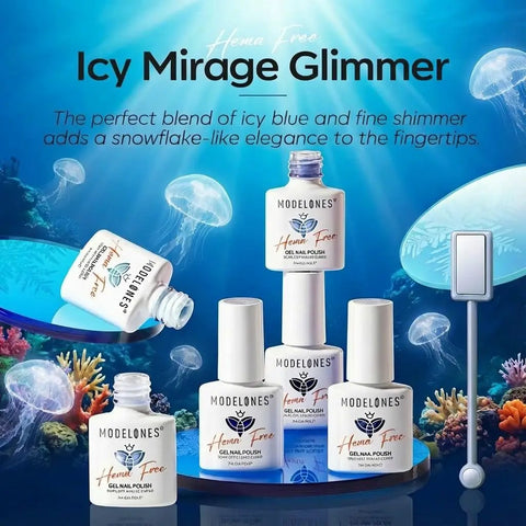 Six Blue Gel Nail Polishes Set Featuring Navy Royal Sky Icy Klein and Glitter Finishes with Cat Eye Magnet Kit