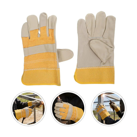 Tough As Nails Cowhide Split Finger Welding Gloves For Men, Heat Resistant Yellow Work Gloves, split finger design, two pack.