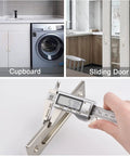 Rectangular Recessed Sliding Door Pulls 2 Piece Brushed Steel Flush Pulls with measurement calipers, cupboard and sliding door use