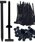 Heavy Duty Black Nylon Universal Cable Tie Buckles Push Mount Zipper Straps With Pin And Button Design 30 Piece Pack
