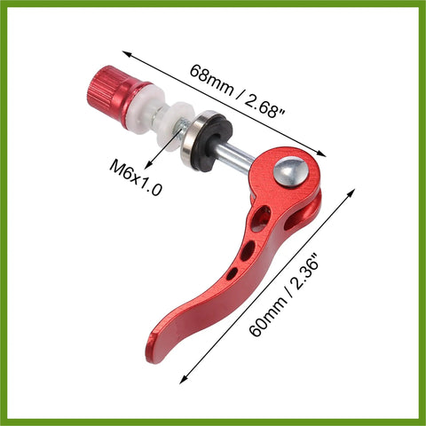 Red 2 Pack 6mm Aluminum Alloy Bicycle Seat Post Quick Release Skewers With 60mm Length No Tools Needed Rust Resistant Saddle Post Bolts