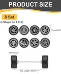 8 Piece 1/64 Scale Wheel And Tire Set With Real Riders Rims And Axles For RC Diecast Cars DIY Model Kit Silver Dope Upgrade