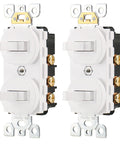 Two Pack Double Toggle Light Switch 15 Amp 120 Volt, Two In One Combination Switch, Space Saving Design For Bathroom And Laundry, ETL Listed