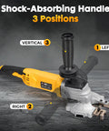 Pro Grade Electric Rebar Cutter Saw Kit With 1100W 120V 60Hz showing shock-absorbing handle with three adjustable positions.