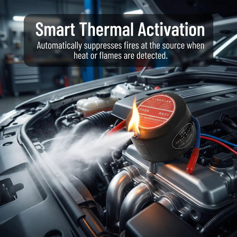Automatic Thermal Sensor Fire Extinguisher Hella Compact 10g Peel Stick Mount For Car Engine Bay Garage Shop Quick Snap And Emergency Defense System