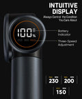 Fanttik C8 Nano Cordless Box Cutter LED battery display showing speed settings for precise cutting.