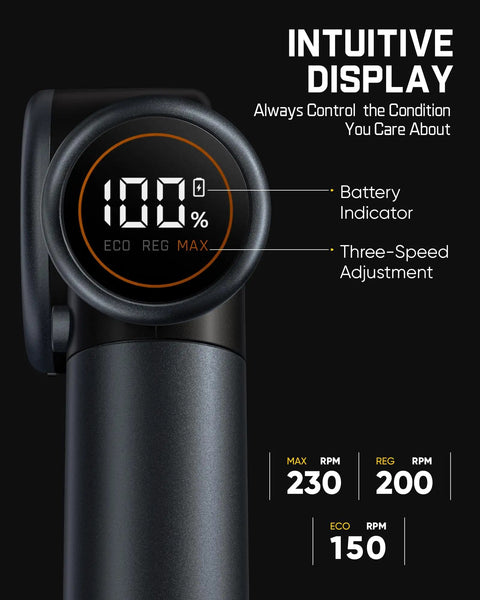 Fanttik C8 Nano Cordless Box Cutter LED battery display showing speed settings for precise cutting.
