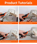 Product tutorial showing steps to use Three Pack 11 Inch Locking Pliers Heavy Duty Vice Grips For Welding with metal face clamps