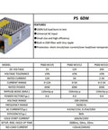 Beefy 5V LED Power Supply 60W Driver Kit With 12A Switch 110V 220V AC DC Transformer For LEDs Full Load Display Ready Reliable 5V DC Converter For Lighting Projects, 5V 60W