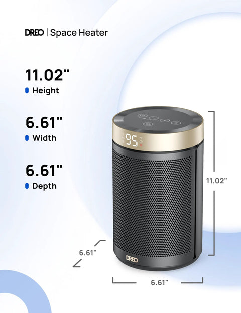 Portable Electric Space Heater With Thermostat And Remote Digital Display 12 Hour Timer Compact gold heater with dimensions